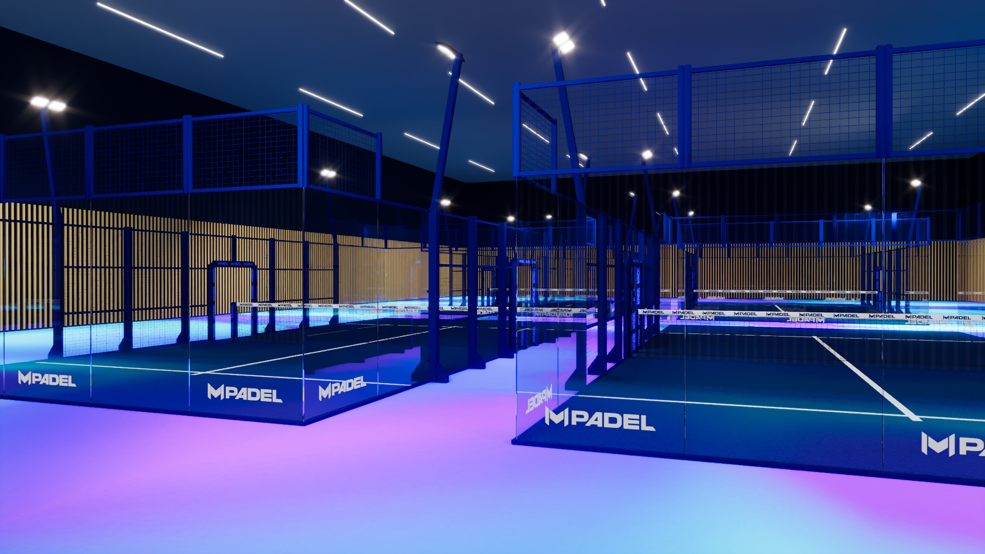 Indoor padel courts at M Padel Malden, Massachusetts